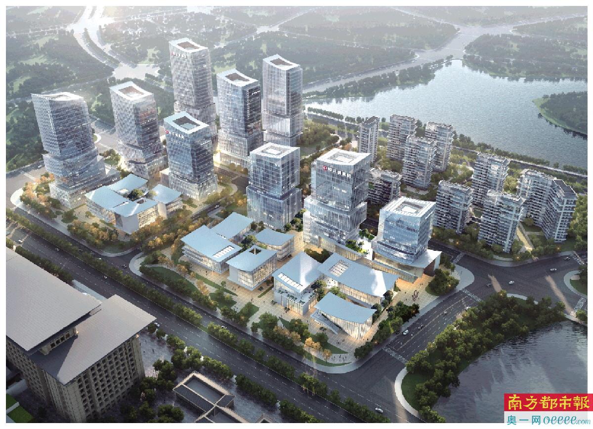 知识城环九龙湖总部核心经济带打造独角兽总部集群,效果图。