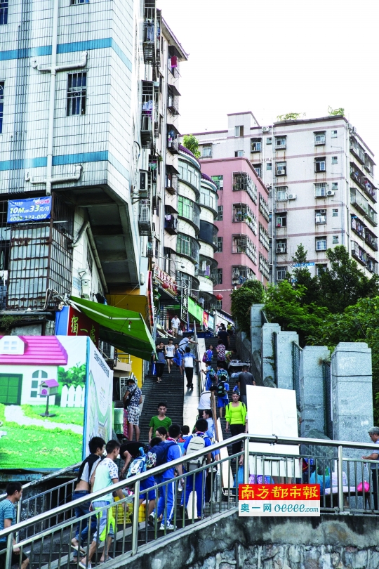 玉龙新村地势起伏,有很多边坡.